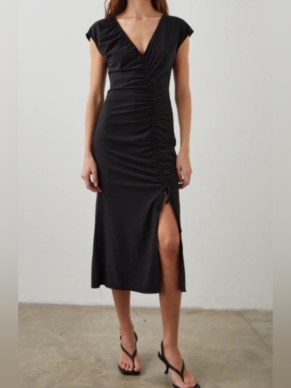 Rails Auren V-neck Ruched Slit Midi Dress Size Small